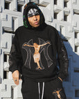 MAYO JESUS Embroidery Hoodie - BLACK