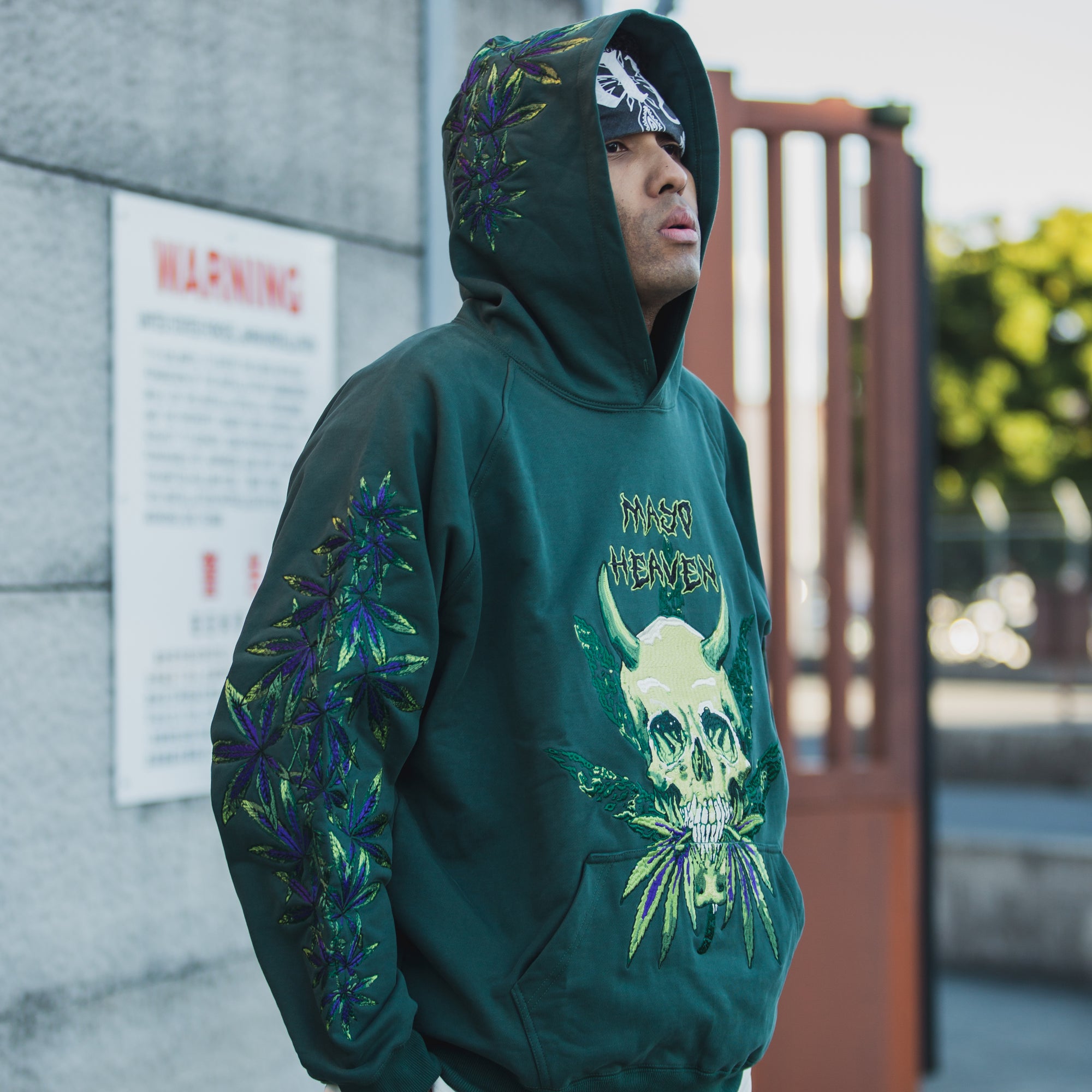 MAYO Devil Skull Embroidery Hoodie - BLACK