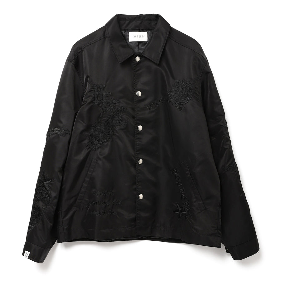 Stairway to heaven embroidery COACH JACKET- BLACK