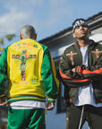 JESUS MAYO Paisley Embroidery Reversible Nylon Track Jacket - YELLOW×GREEN