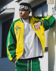 JESUS MAYO Paisley Embroidery Reversible Nylon Track Jacket - YELLOW×GREEN