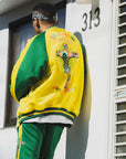 JESUS MAYO Paisley Embroidery Reversible Nylon Track Jacket - YELLOW×GREEN