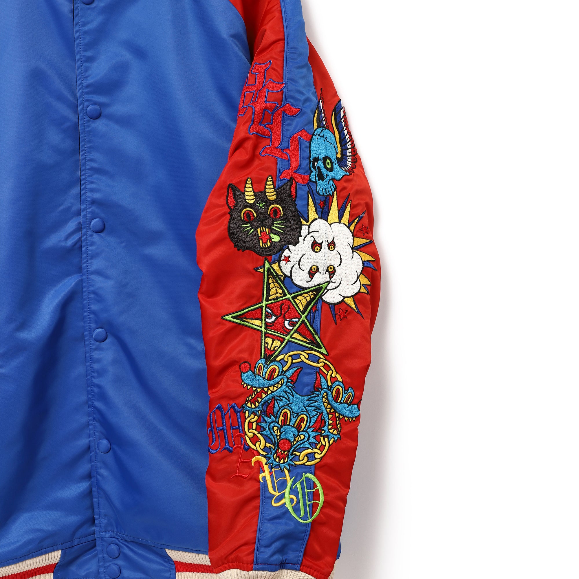 Arm embroidery reversible souvenir JKT BLUE