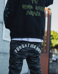 Forget me not Camo embroidery Lounge pants - BLACK