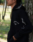 Forget me not embroidery HOODIE - BLACK