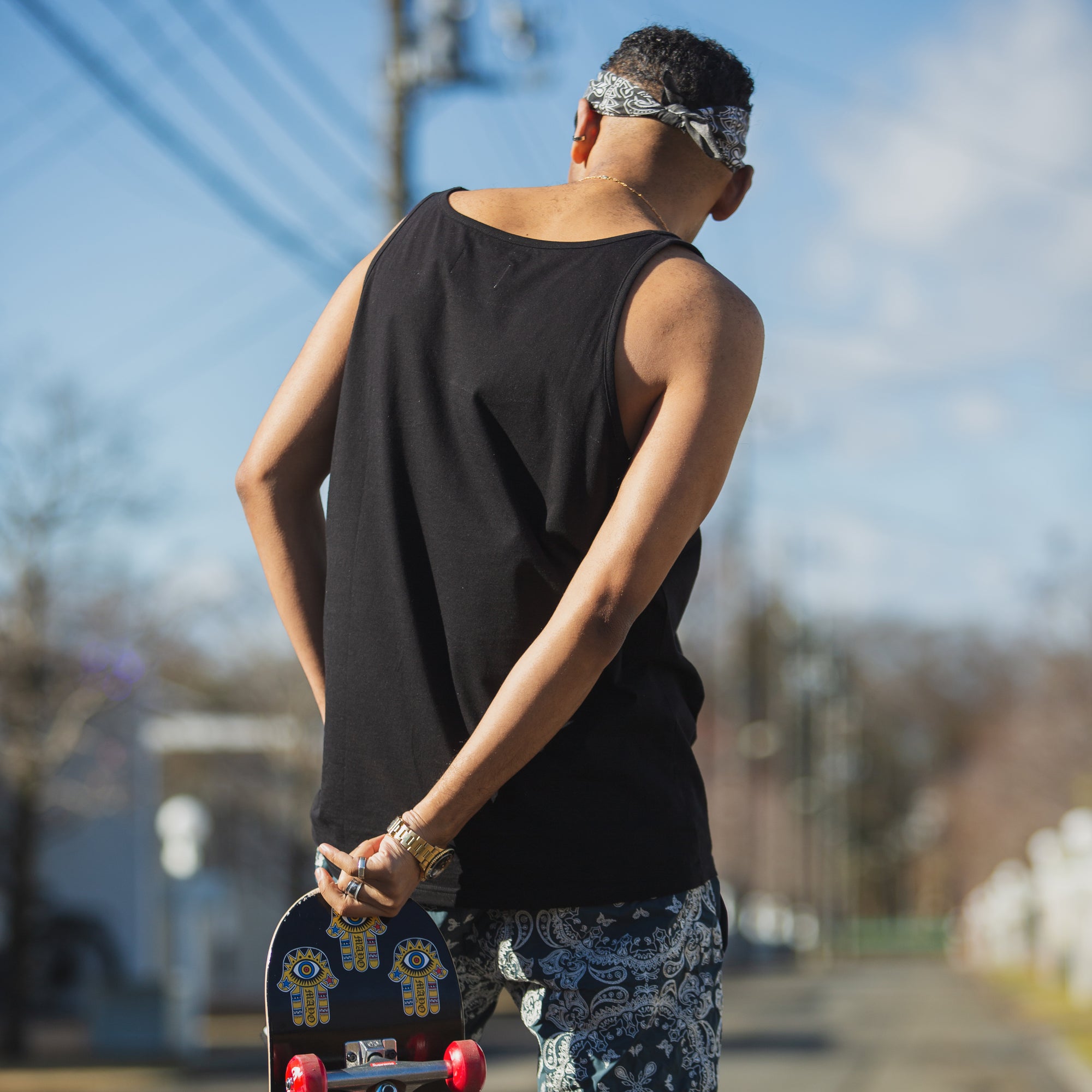 MAYO LAYERED Plain TANK TOP - BLACK