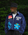 Embroidery VELOUR Harrington Jacket - NAVY