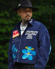 Embroidery VELOUR Harrington Jacket - NAVY