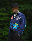 Embroidery VELOUR Harrington Jacket - NAVY