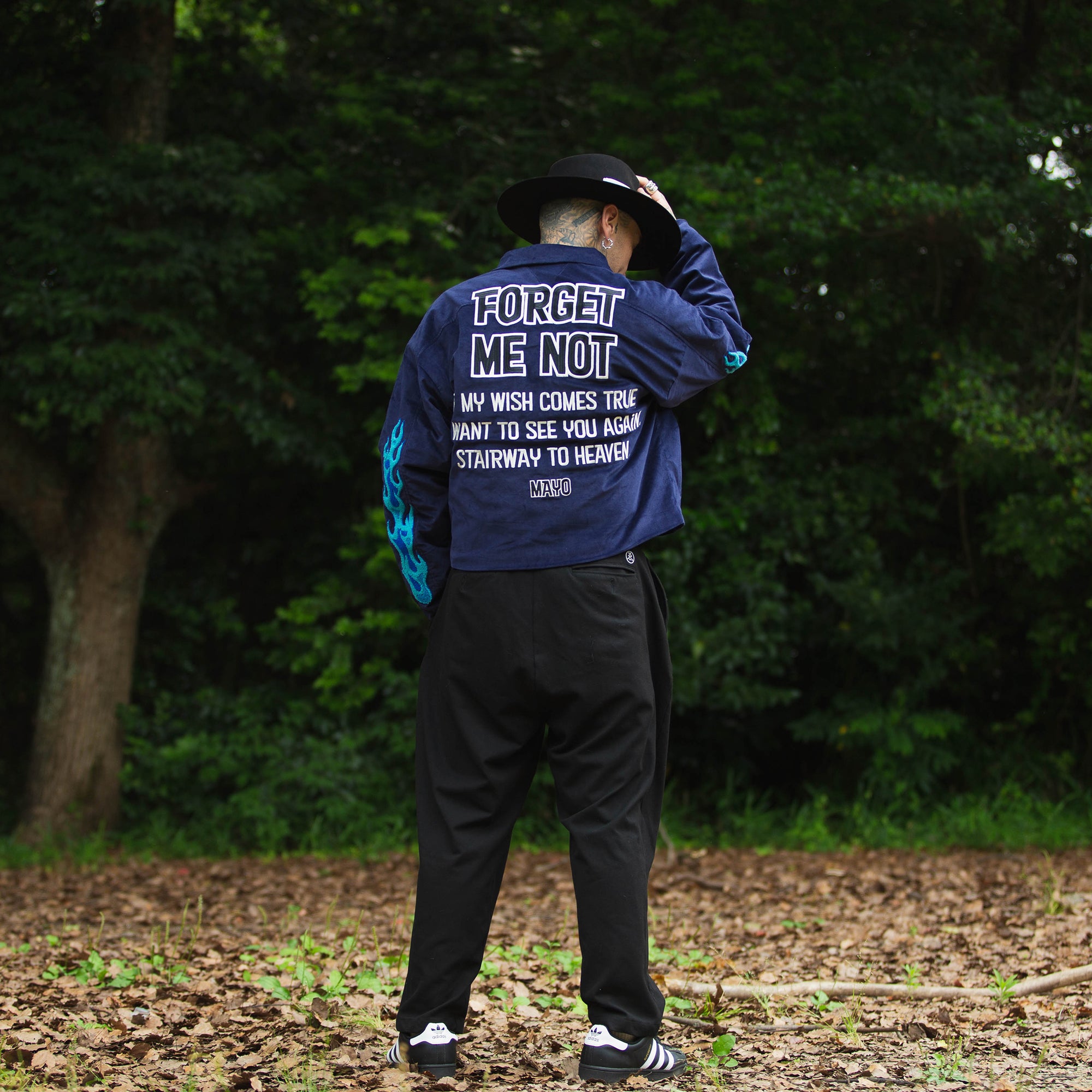 Embroidery VELOUR Harrington Jacket - NAVY