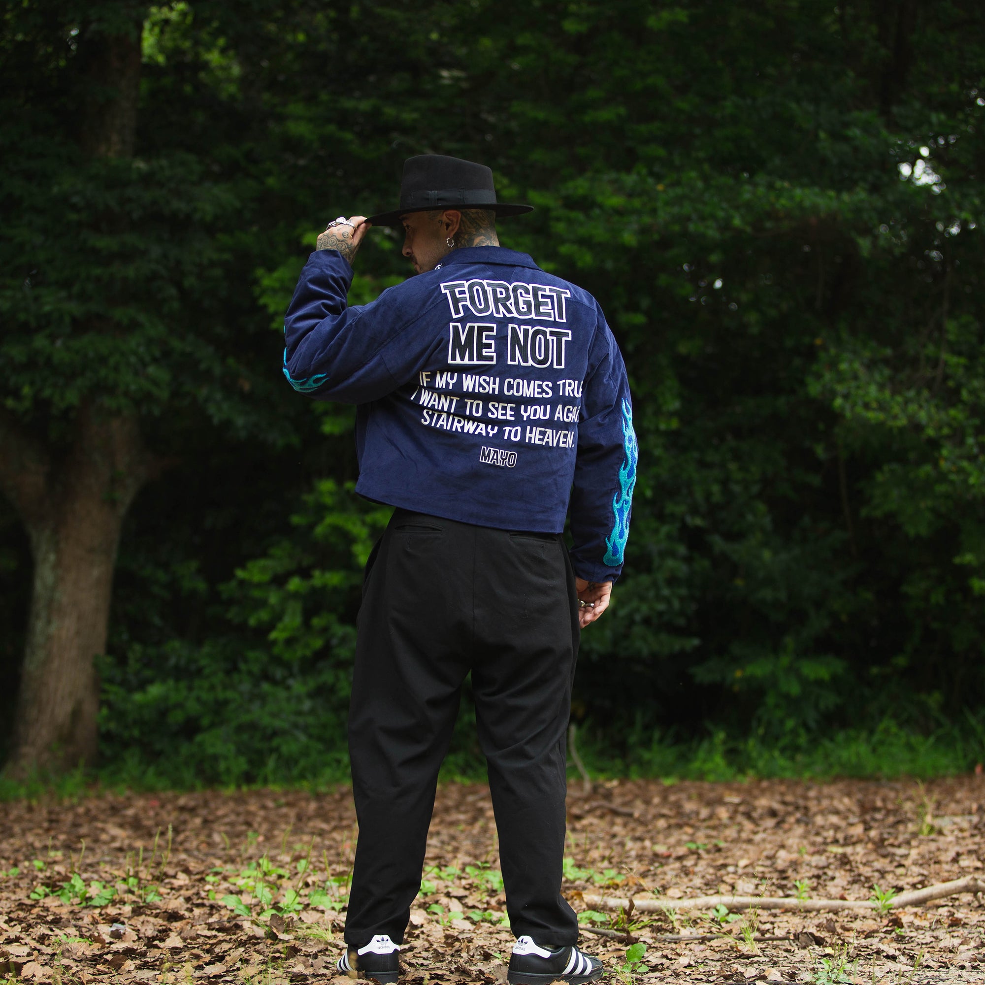 Embroidery VELOUR Harrington Jacket - NAVY