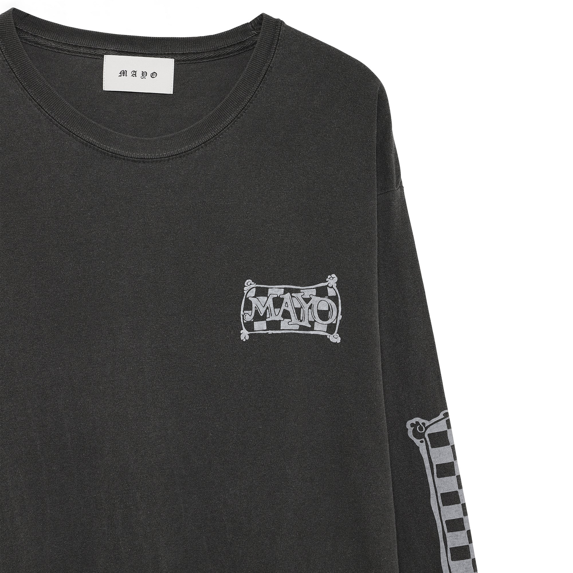 Checkered Flag Rip Long Sleeve Tee - FADE BLACK