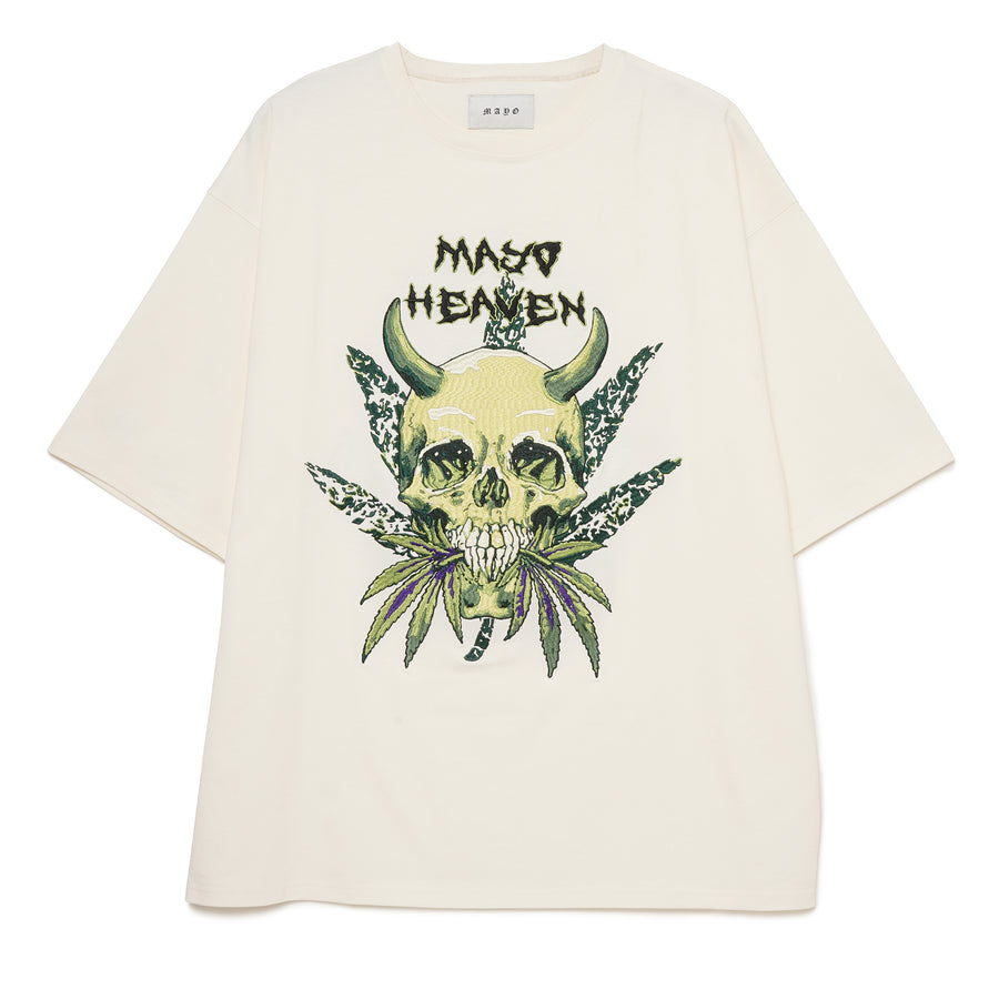 MAYO Devil Skull Embroidery Shore Sleeve Tee - WHITE