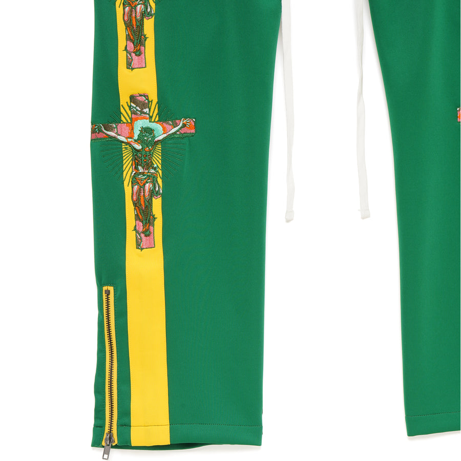 JESUS Mayo Embroidery Souvenir Track pants - YELLOW×GREEN
