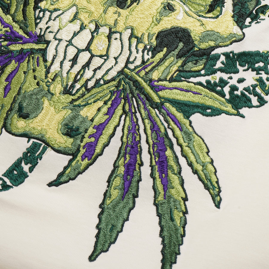 MAYO Devil Skull Embroidery Shore Sleeve Tee - WHITE