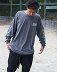 Checkered Flag Rip Long Sleeve Tee - FADE BLACK