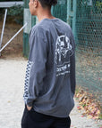 Checkered Flag Rip Long Sleeve Tee - FADE BLACK